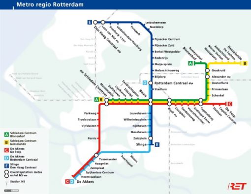 Metrokaart van Rotterdam